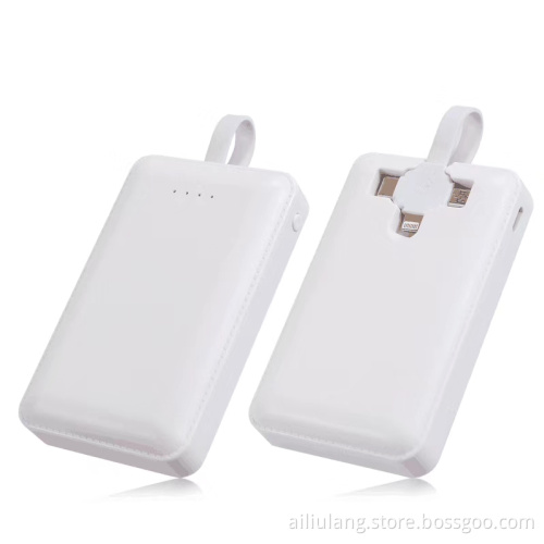 10000mAh cable connected power bank